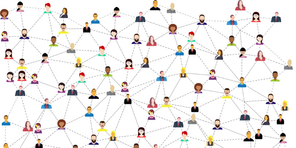 drawing of network of people